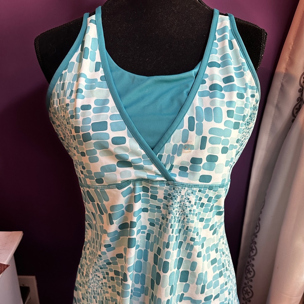 Merrrell Blue Geometric Print Yoga Tank Top XL